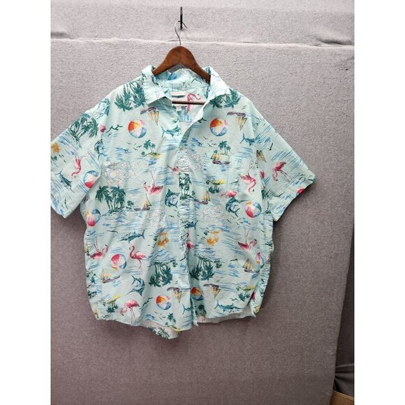 Saddlebred Mens Tropical Print Shirt 3XLT Classic Fit Short Sleeve Button-Down 1 - Picture 1 of 5